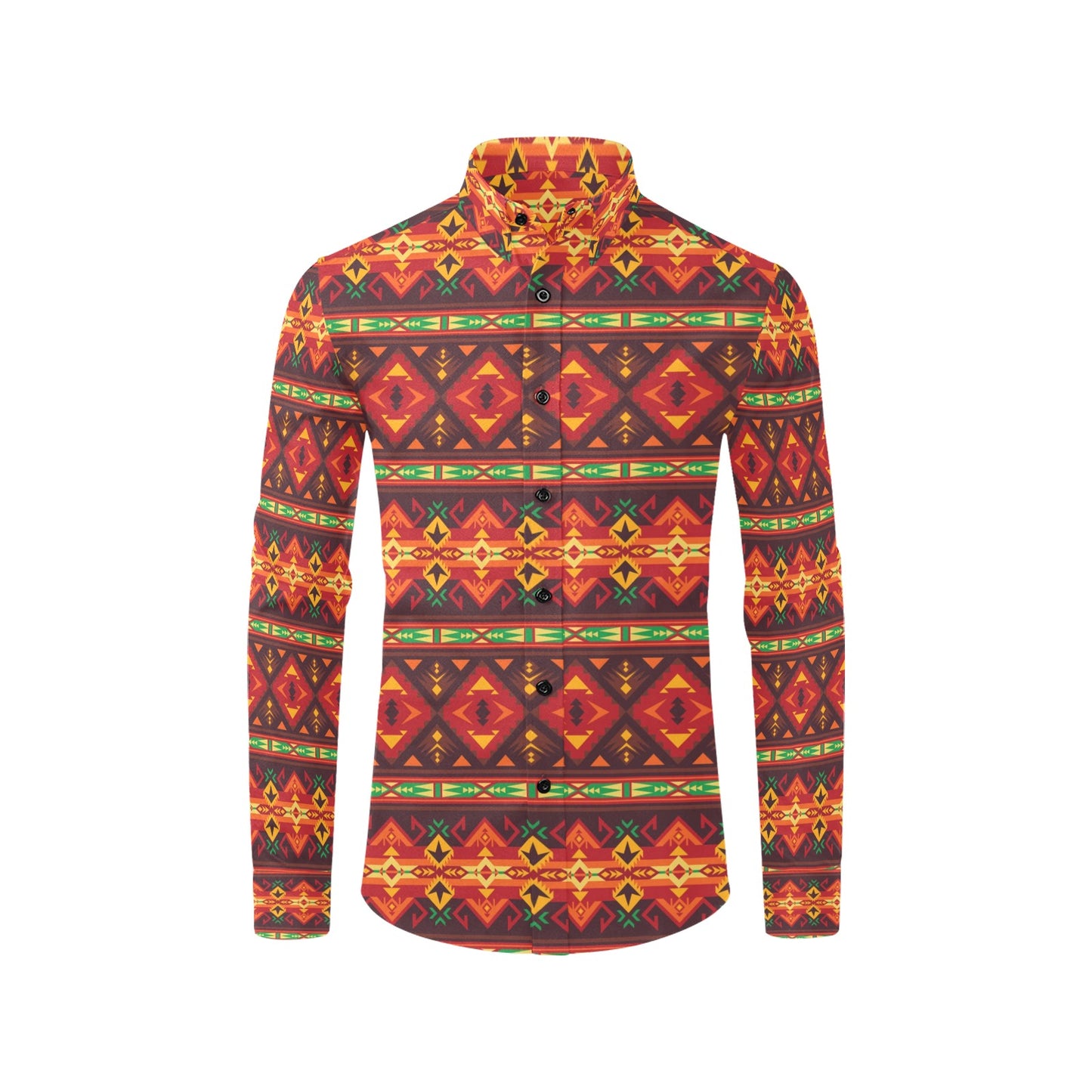 Southwest Pattern Print Design LKS309 Men's Long Sleeve Dress Shirt