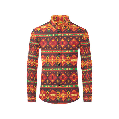 Southwest Pattern Print Design LKS309 Men's Long Sleeve Dress Shirt