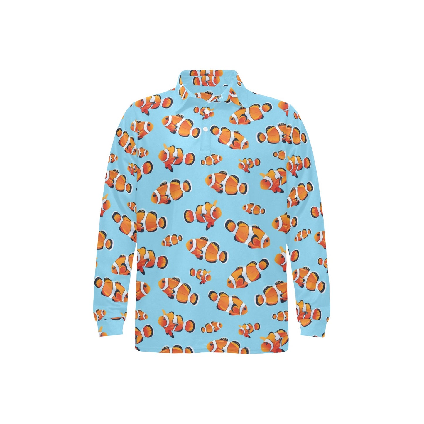 Clownfish Pattern Print Design 01 Long Sleeve Polo Shirt For Men's