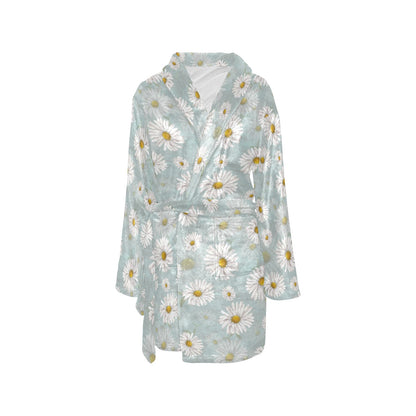 Daisy Pattern Print Design DS012 Women's Fleece Robe