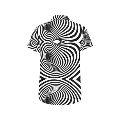 Vortex Print Design LKS303 Men Short Sleeve Button Up Shirt