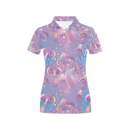 Psychedelic Mushroom Pattern Print Design A01 Women's Polo Shirt