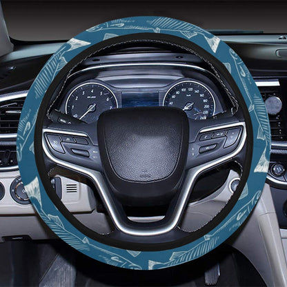 Salmon Fish Print Design LKS301 Steering Wheel Cover with Elastic Edge