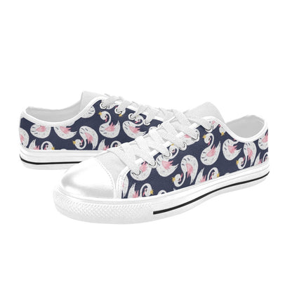 Swan Print Design LKS403 Women's White Low Top Shoes
