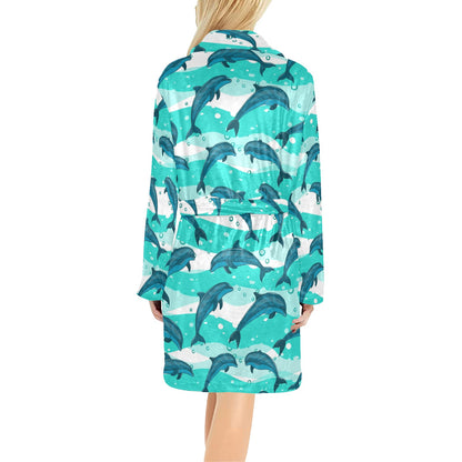 Dolphin Design Print Pattern Women's Fleece Robe
