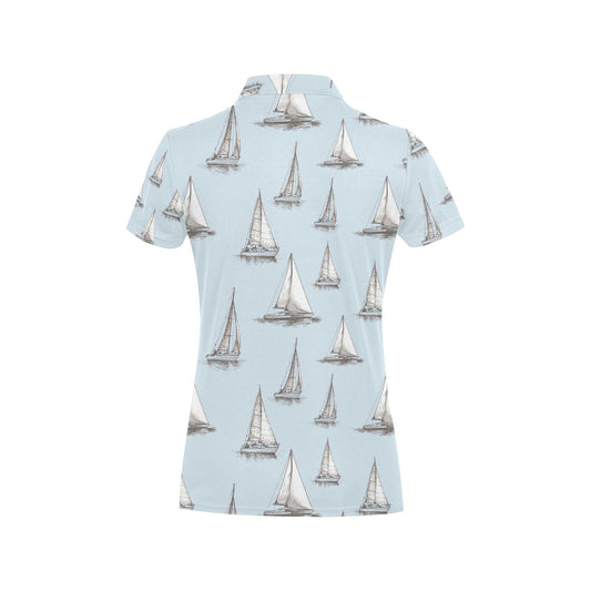 Sailing Ships Pattern Print Design A01 Women's Polo Shirt