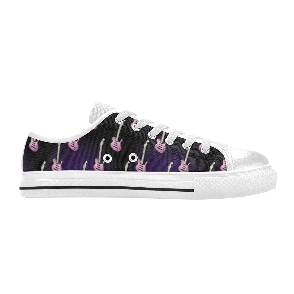 Electric Guitar Print Design LKS405 Women's White Low Top Shoes