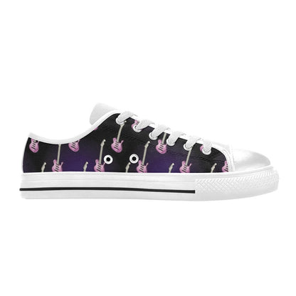 Electric Guitar Print Design LKS405 Women's White Low Top Shoes