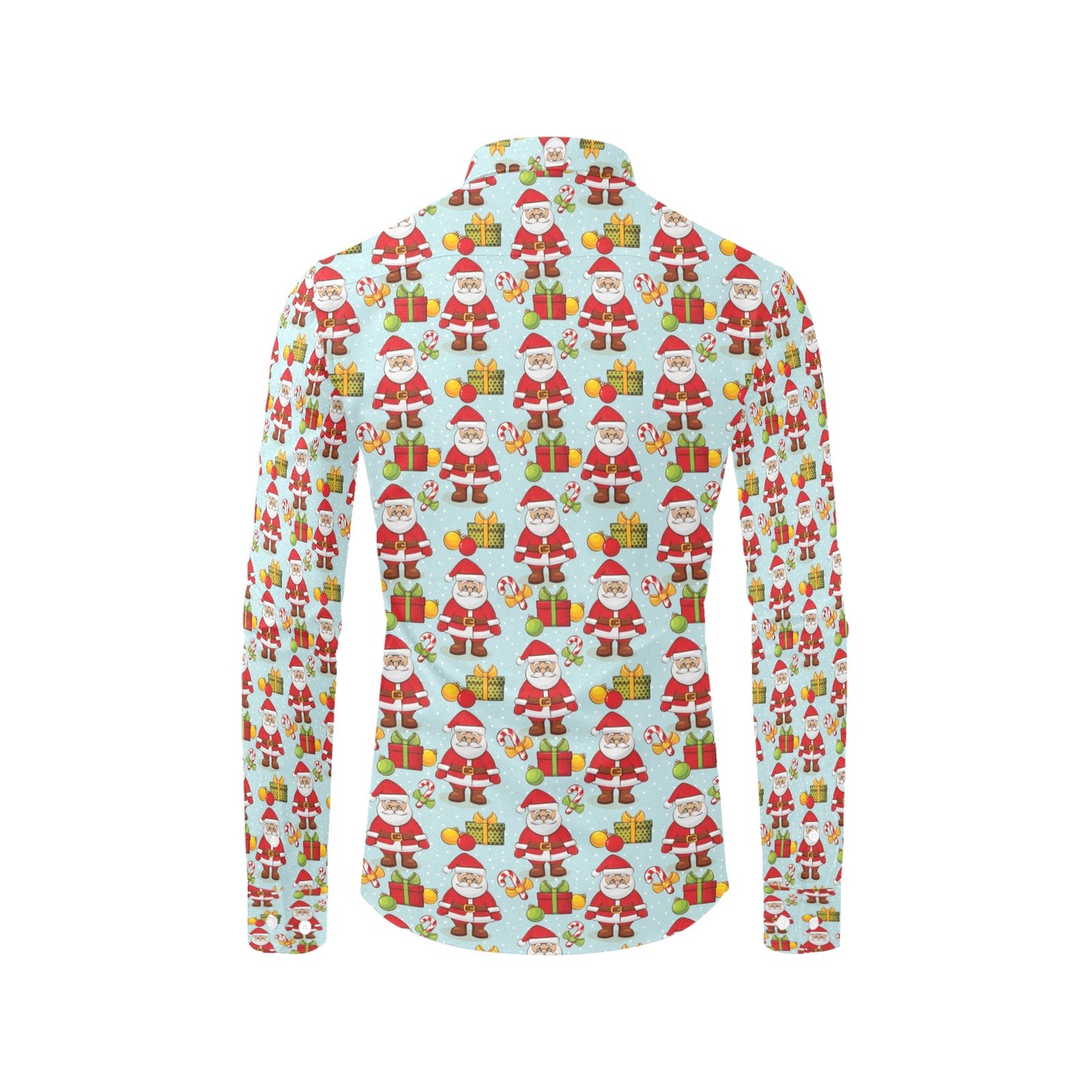 Santa Christmas Themed Print Design LKS303 Men's Long Sleeve Dress Shirt