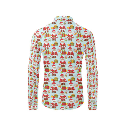 Santa Christmas Themed Print Design LKS303 Men's Long Sleeve Dress Shirt
