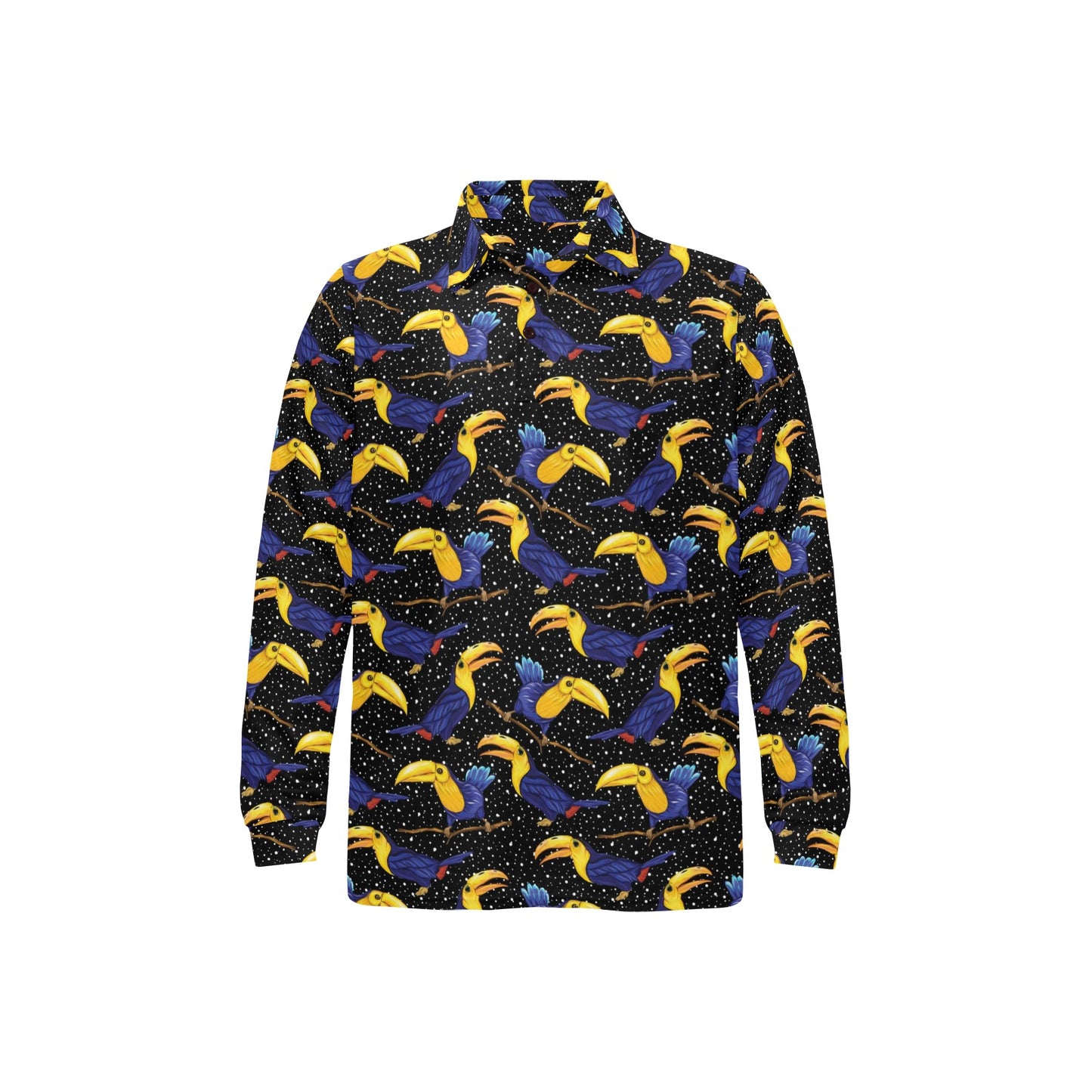 Toucan Print Design LKS307 Long Sleeve Polo Shirt For Men's