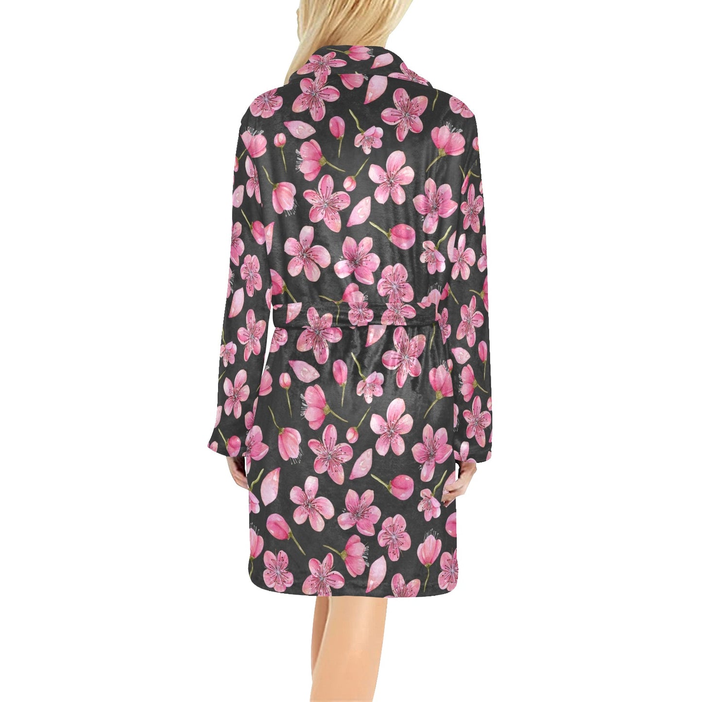 Apple blossom Pattern Print Design AB03 Women's Fleece Robe