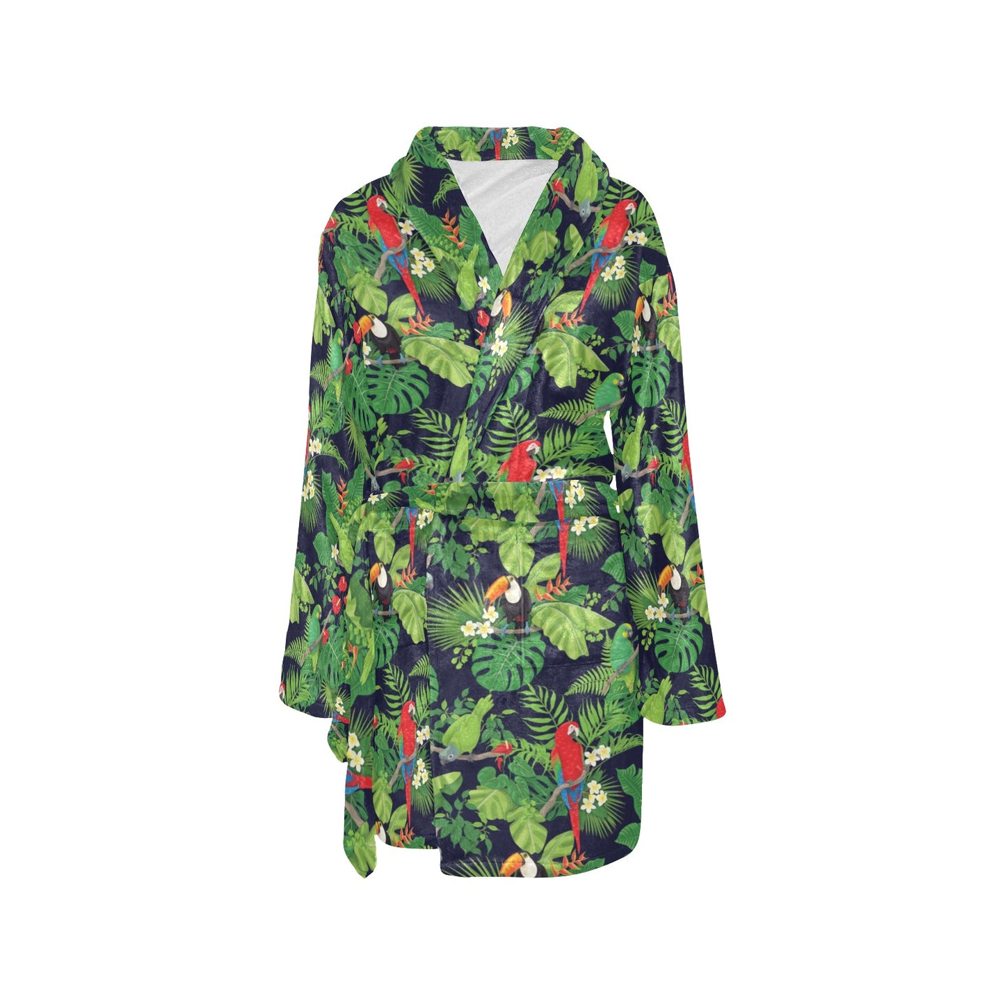 Rainforest Parrot Pattern Print Design A03 Women's Fleece Robe