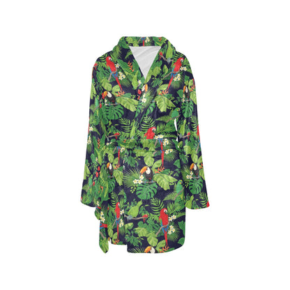 Rainforest Parrot Pattern Print Design A03 Women's Fleece Robe
