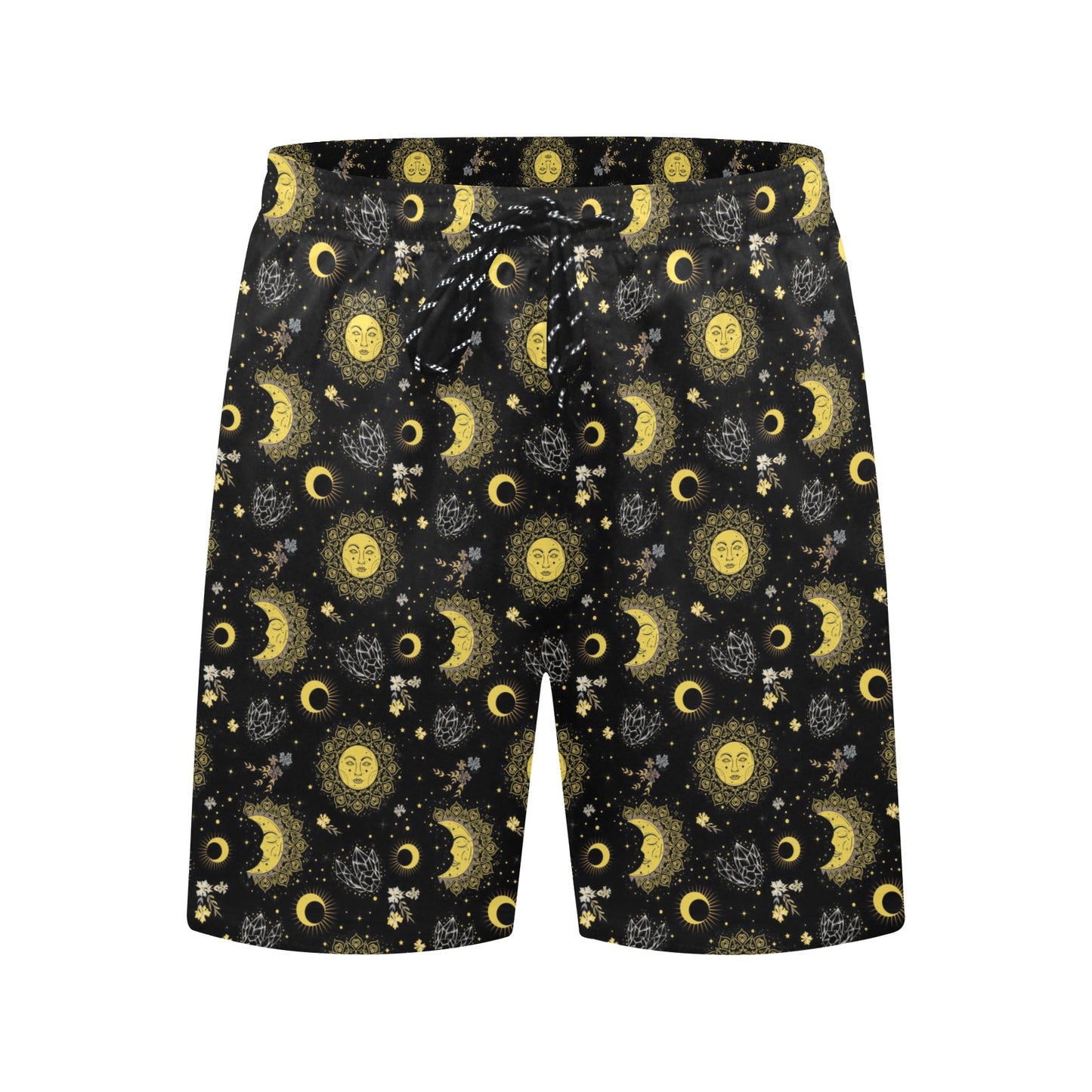 Sun Moon Print Design LKS301 Men's Swim Trunks Beach Shorts