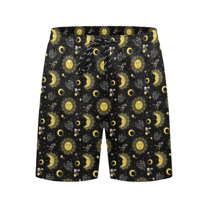 Sun Moon Print Design LKS301 Men's Swim Trunks Beach Shorts