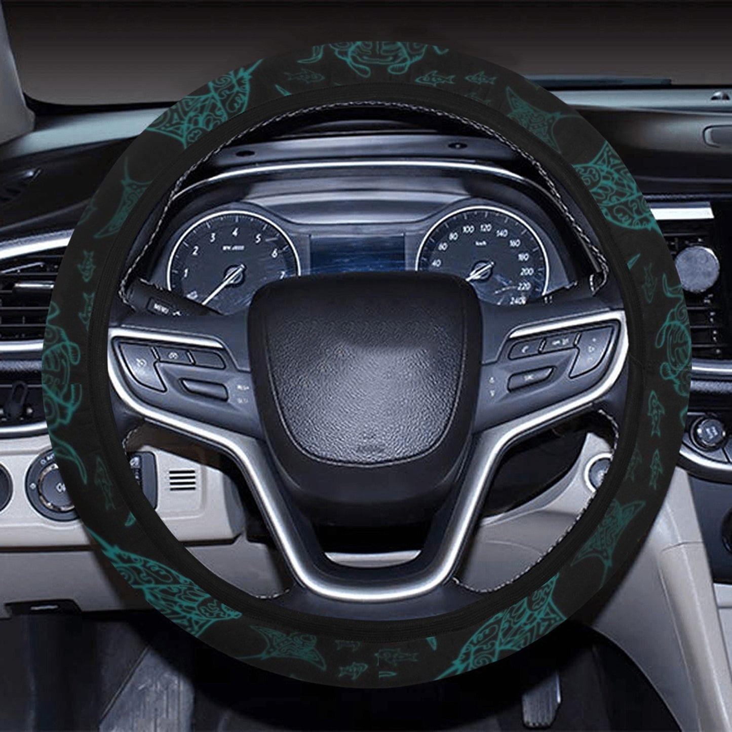 Manta Ray Print Design LKS402 Steering Wheel Cover with Elastic Edge