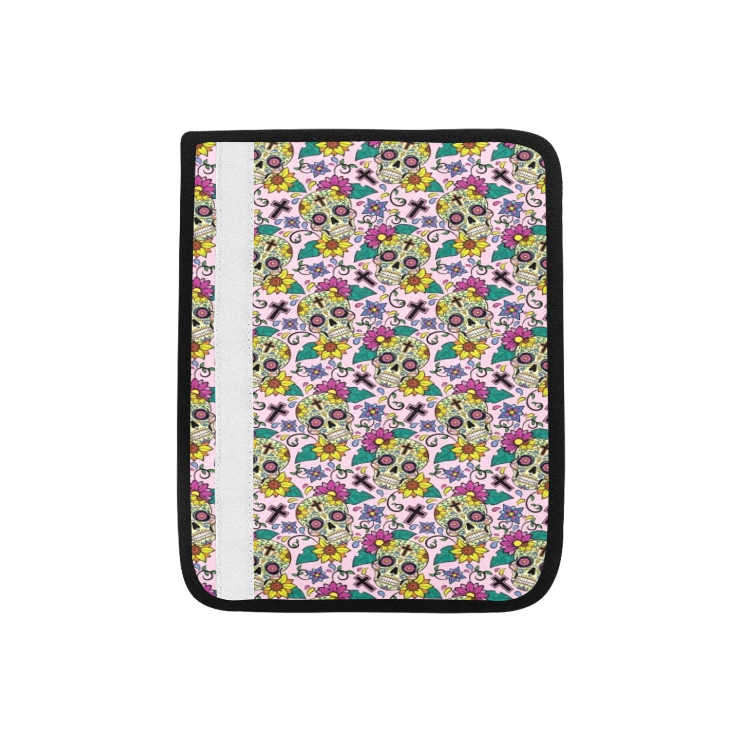 Sugar Skull Print Design LKS307 Car Seat Belt Cover