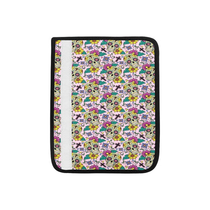 Sugar Skull Print Design LKS307 Car Seat Belt Cover