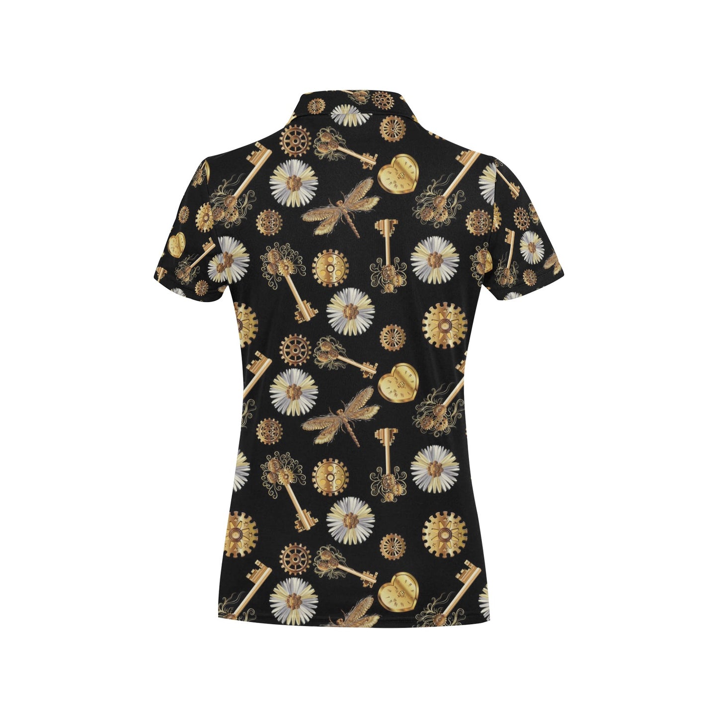Steampunk Key Dragonfly Print Design LKS303 Women's Polo Shirt