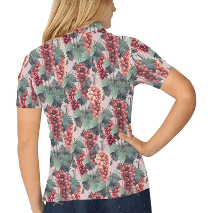 Grape Pattern Print Design GP01 Women's Polo Shirt