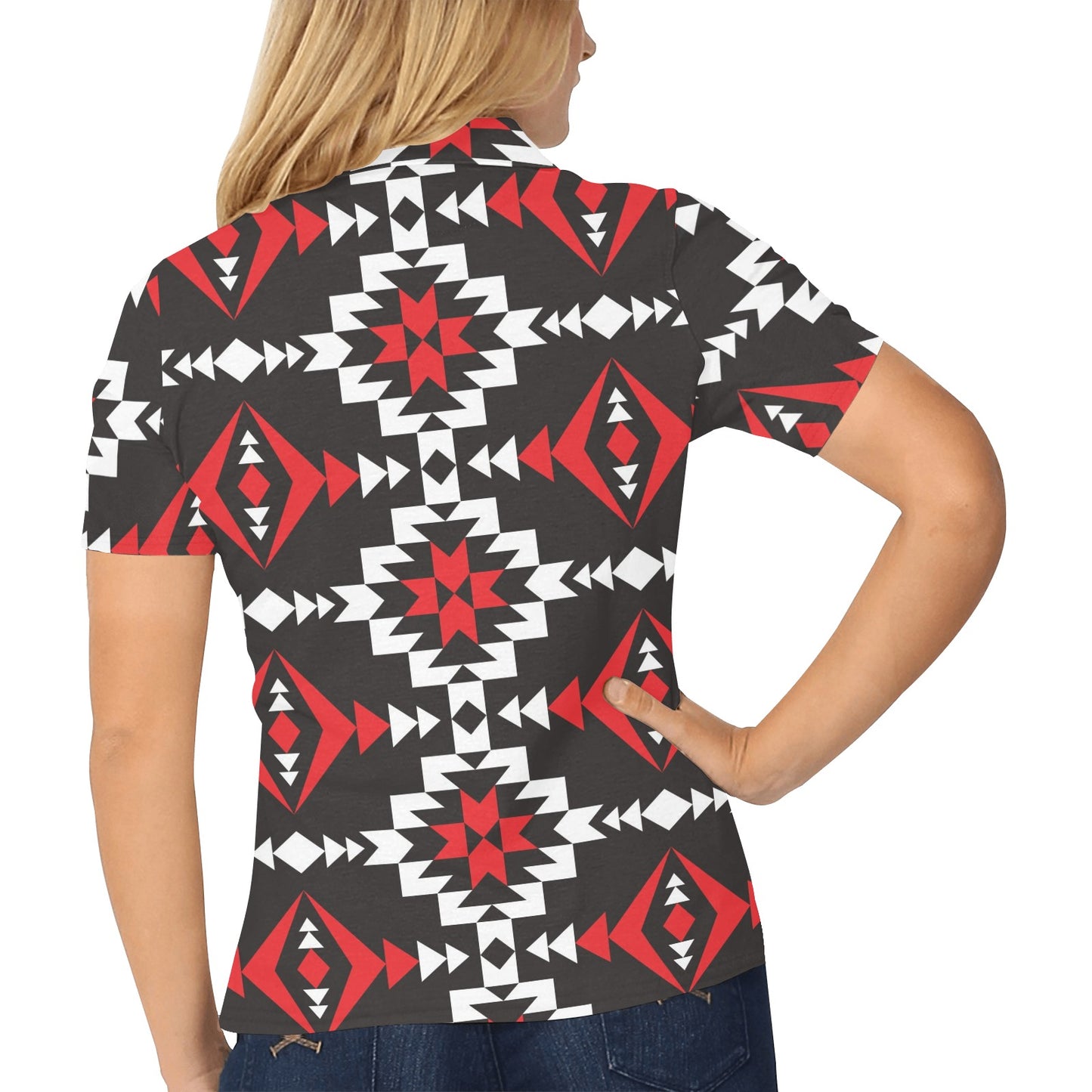 Navajo Pattern Print Design A02 Women's Polo Shirt