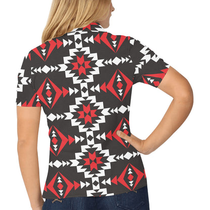 Navajo Pattern Print Design A02 Women's Polo Shirt