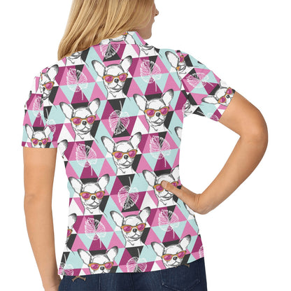 Chihuahua Cute Triangle Pattern Women's Polo Shirt