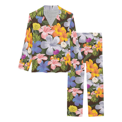 Plumeria Pattern Print Design PM03 Women's Long Pajama Set