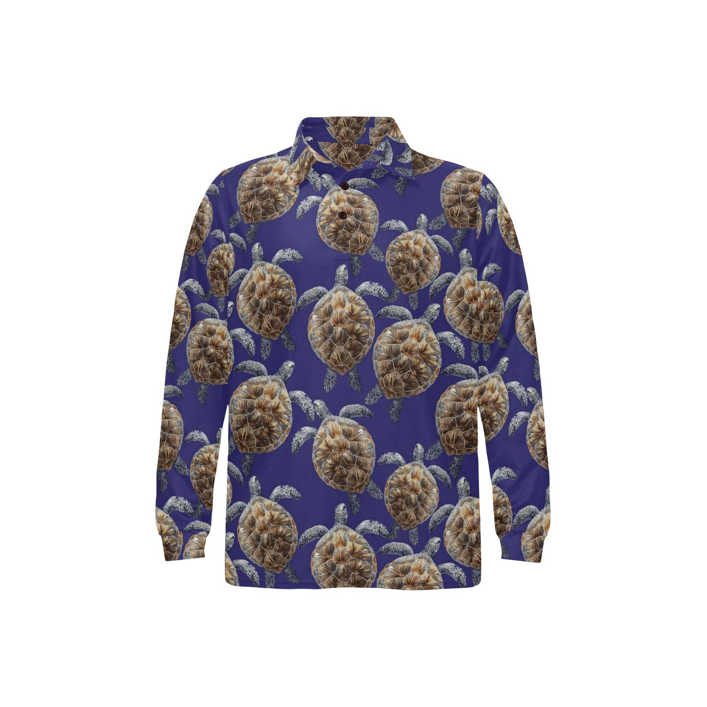 Sea Turtle Pattern Print Design T05 Long Sleeve Polo Shirt For Men's