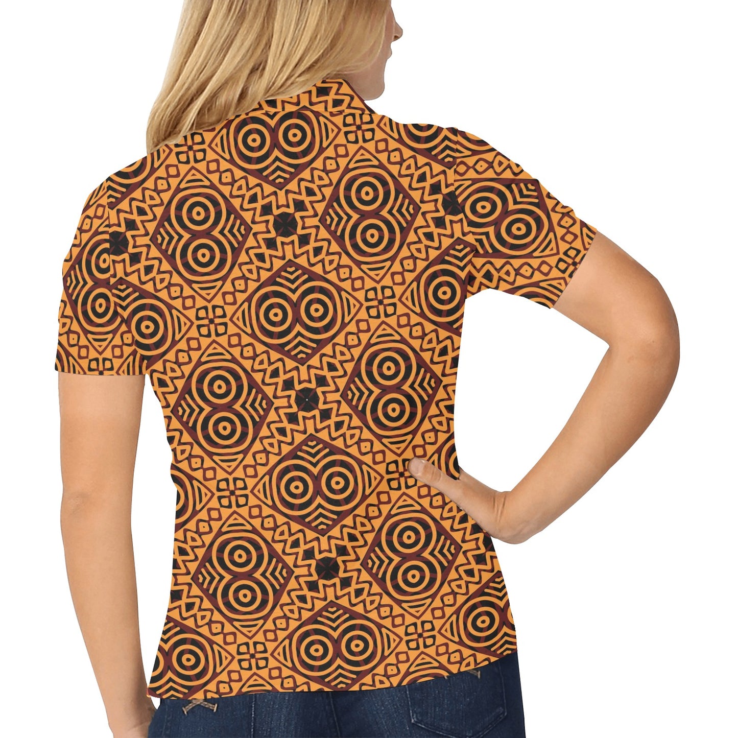 African Pattern Print Design 05 Women's Polo Shirt