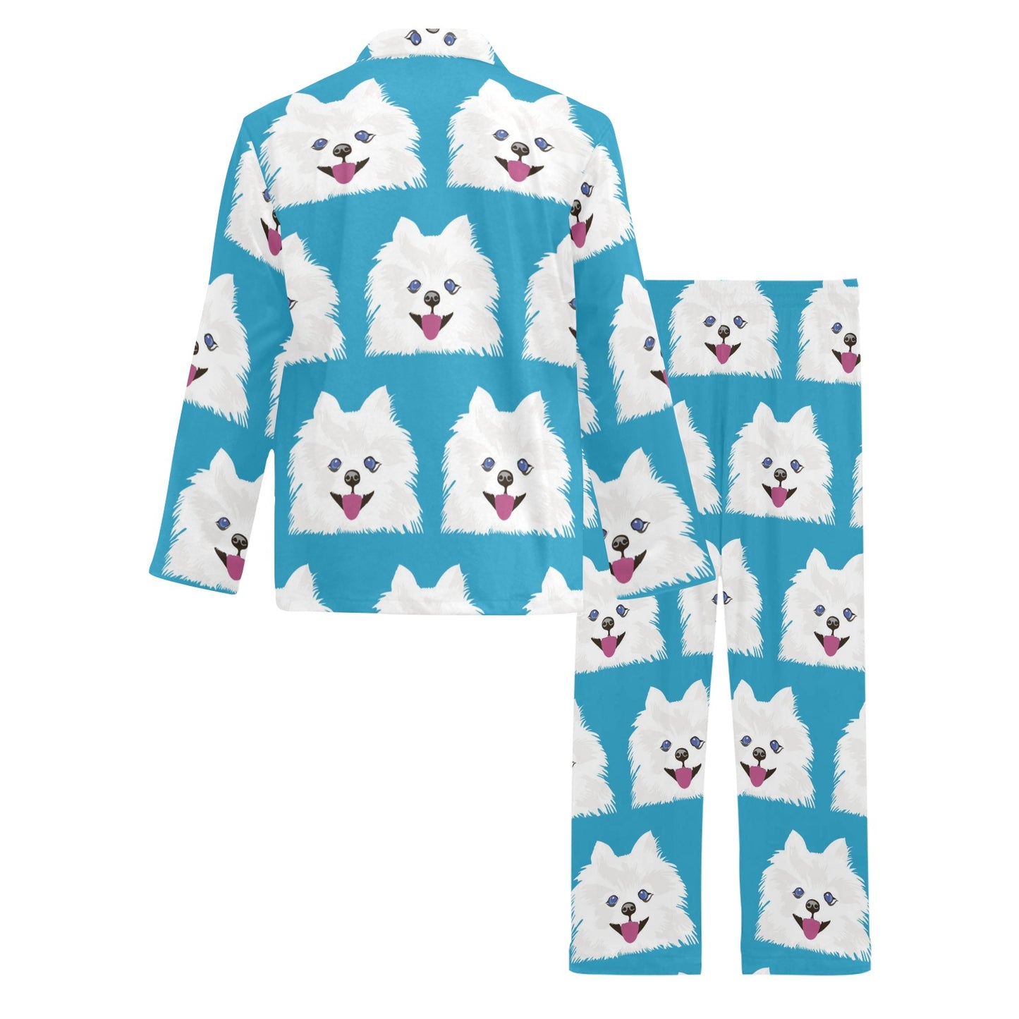 Pomeranians Pattern Print Design A05 Men's Long Pajama Set
