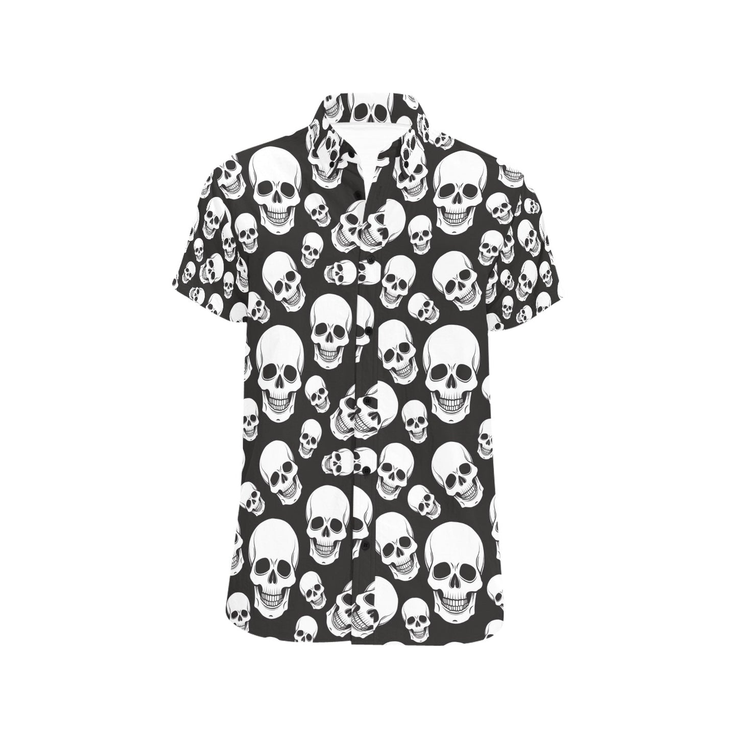 Skull Print Design LKS301 Men Short Sleeve Button Up Shirt