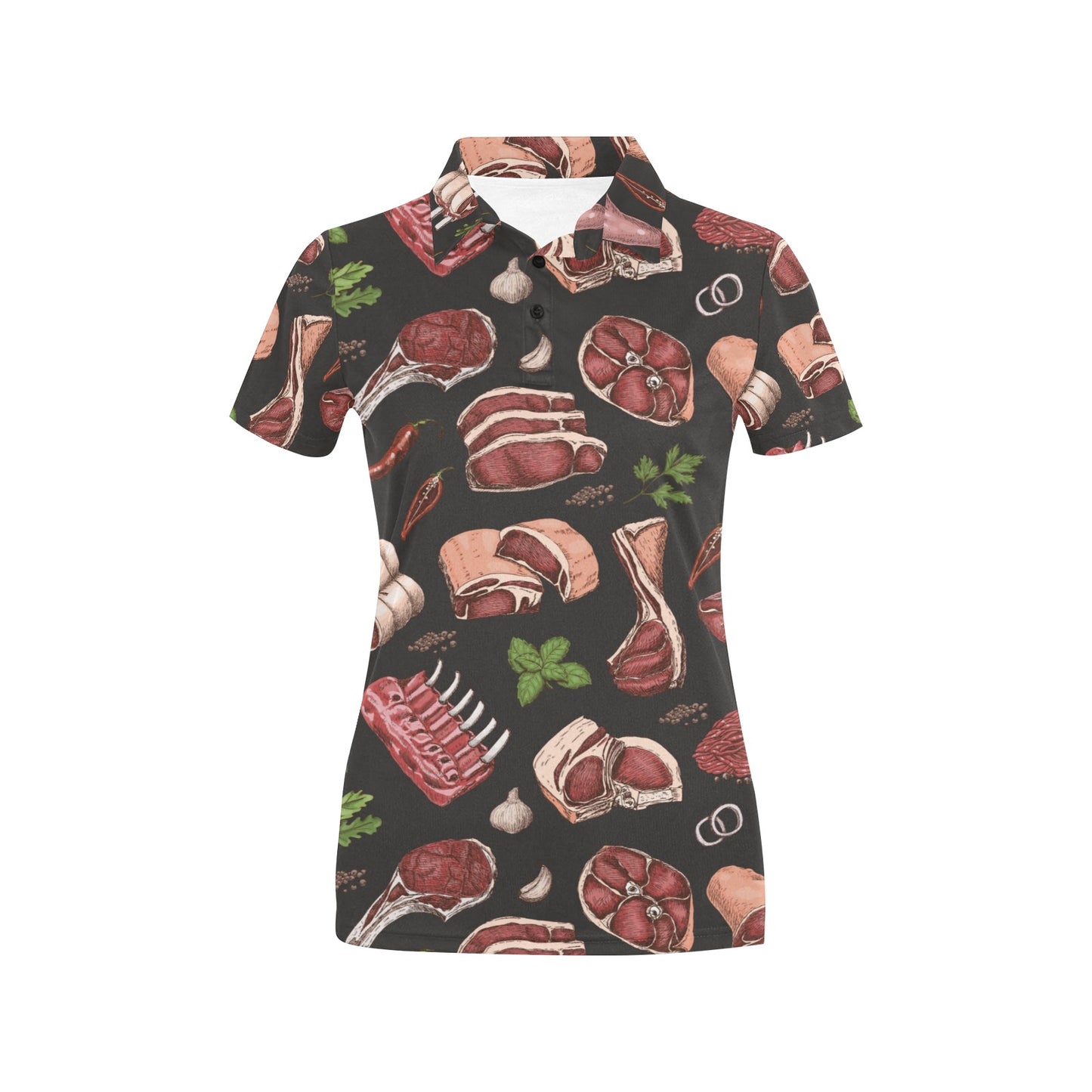 Meat Pattern Print Design 02 Women's Polo Shirt