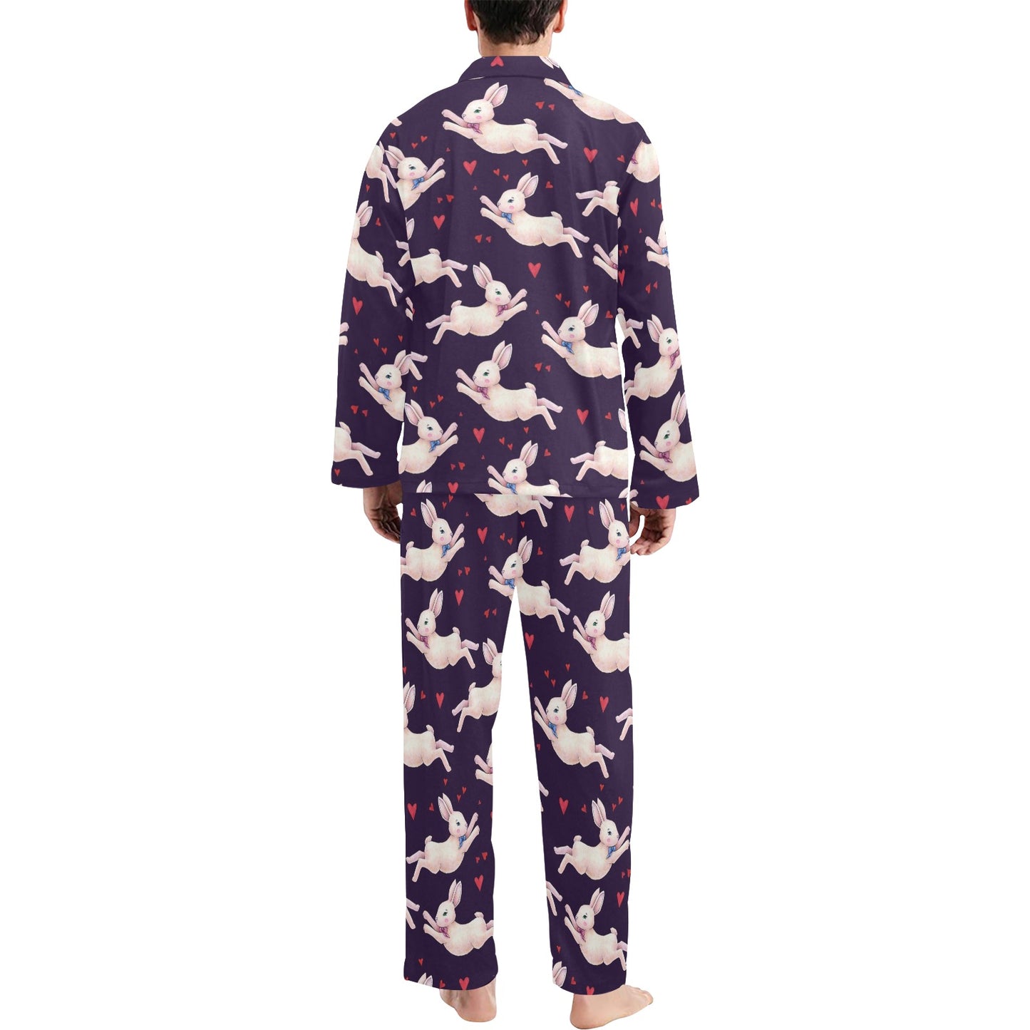 Rabbit Pattern Print Design RB016 Men's Long Pajama Set