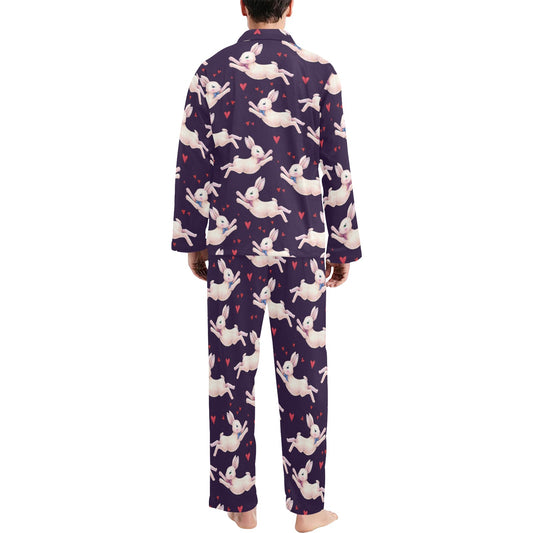 Rabbit Pattern Print Design RB016 Men's Long Pajama Set