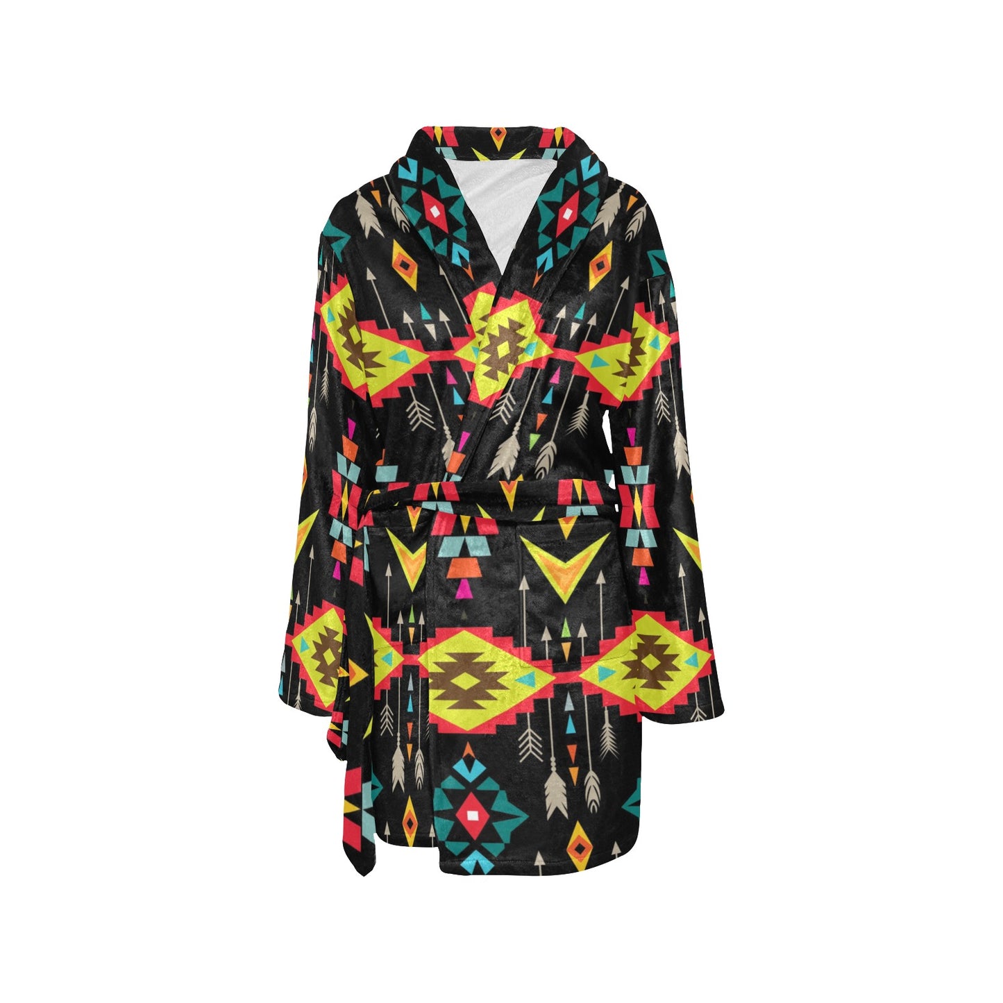 Native Pattern Print Design A05 Women's Fleece Robe