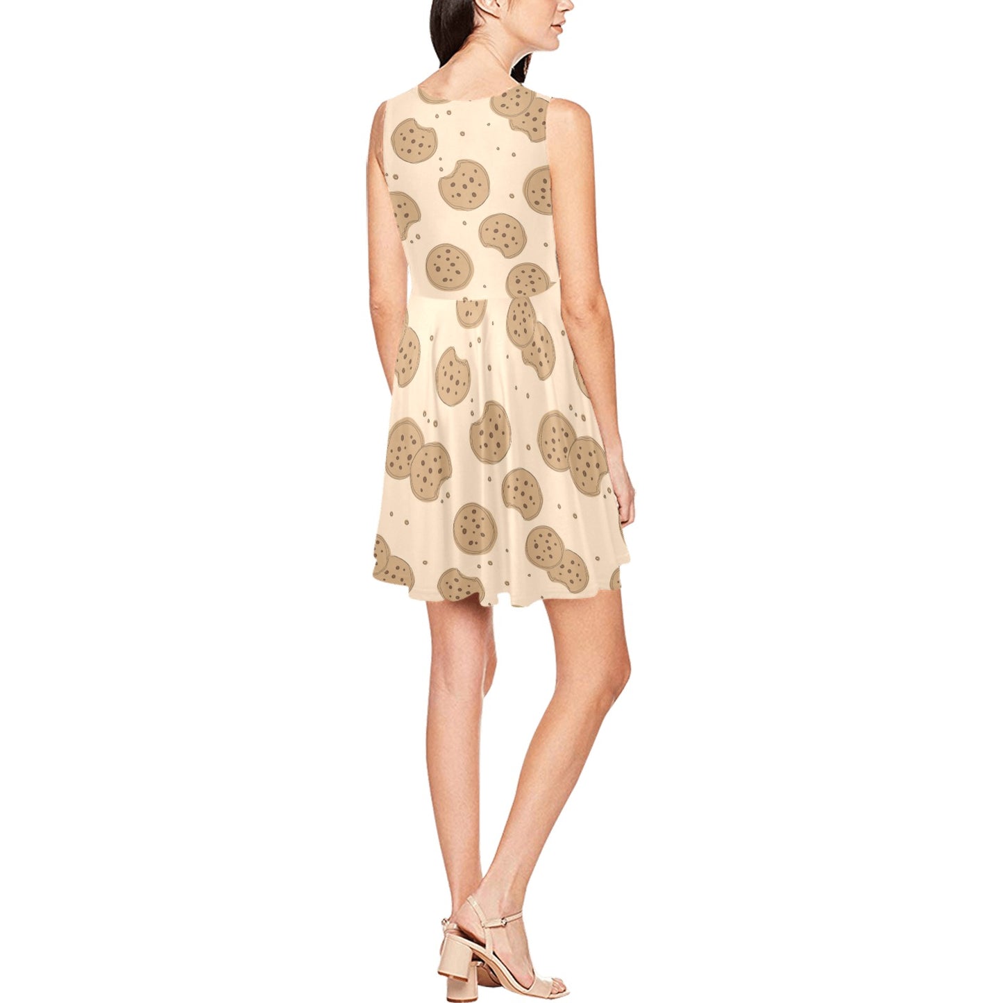 Biscuit Pattern Print Design 02 Sleeveless Dress