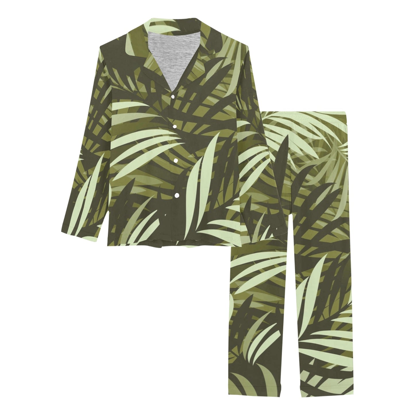 Palm Leaves Pattern Print Design PL05 Women's Long Pajama Set