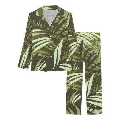 Palm Leaves Pattern Print Design PL05 Women's Long Pajama Set