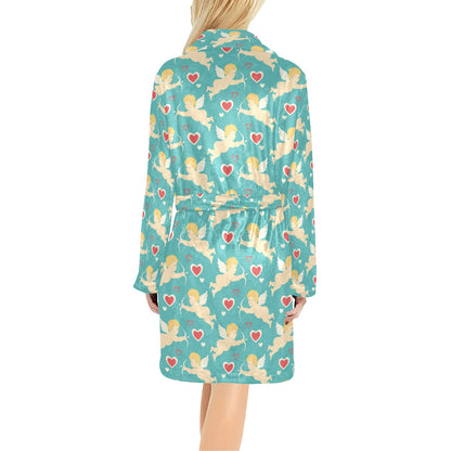 Cupid Pattern Print Design 01 Women's Fleece Robe