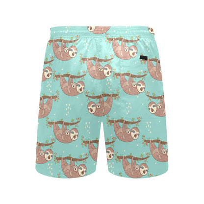 Sloth Print Design LKS302 Men's Swim Trunks Beach Shorts