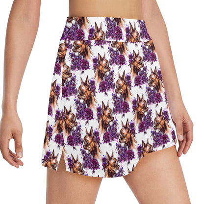 Chihuahua Purple Floral 17" Golf & Pickleball Skort with Pockets