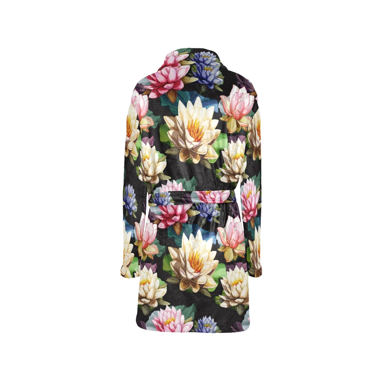 Water Lily Pattern Print Design WL02 Women's Fleece Robe