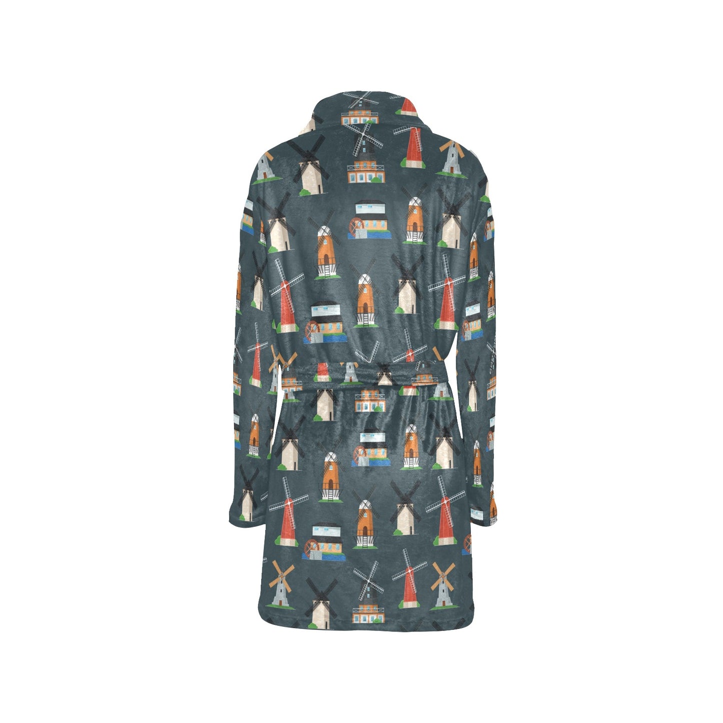 Windmill Pattern Print Design 04 Women's Fleece Robe