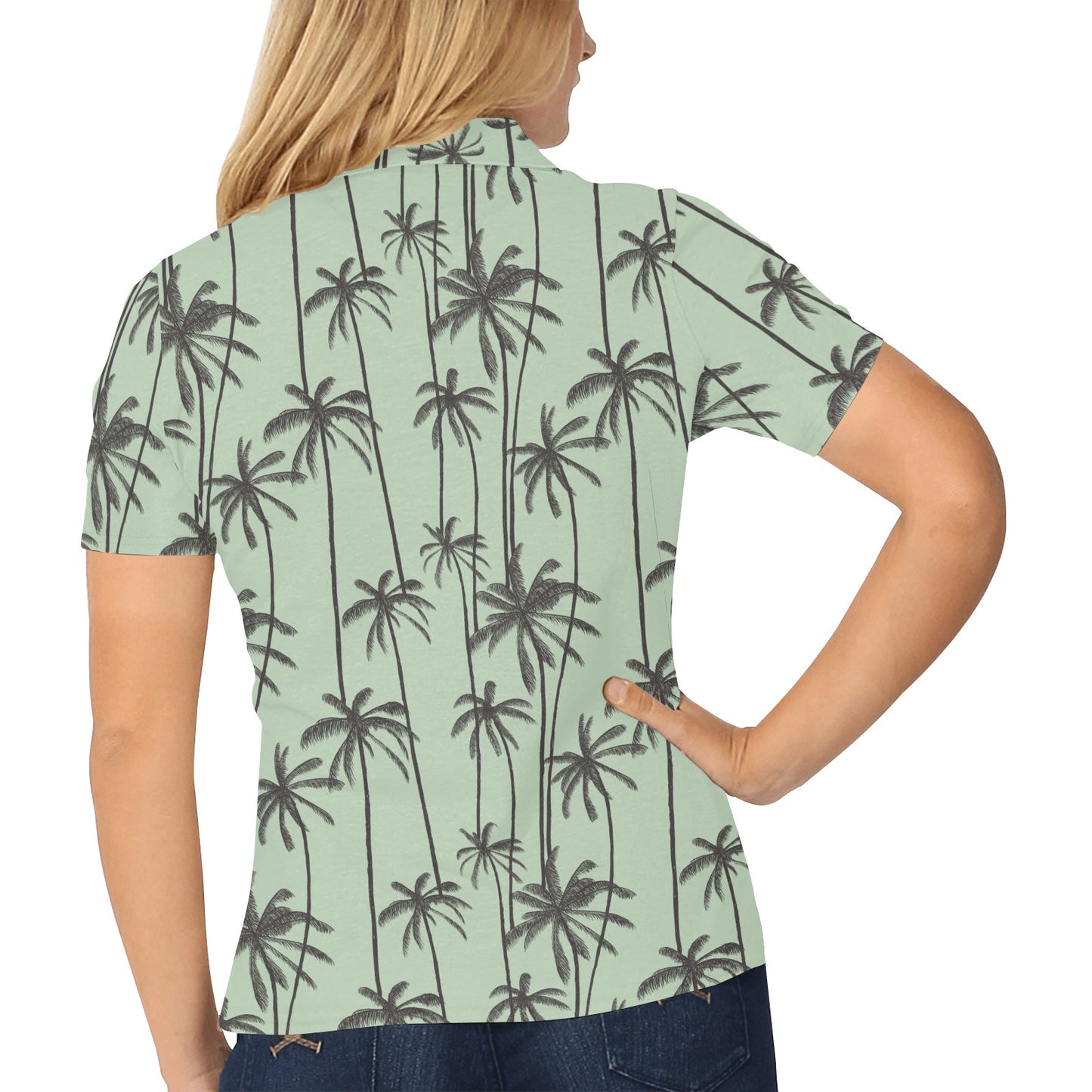 Palm Tree Pattern Print Design A04 Women's Polo Shirt