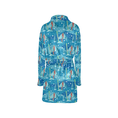 Snowboard Print Design LKS301 Women's Fleece Robe