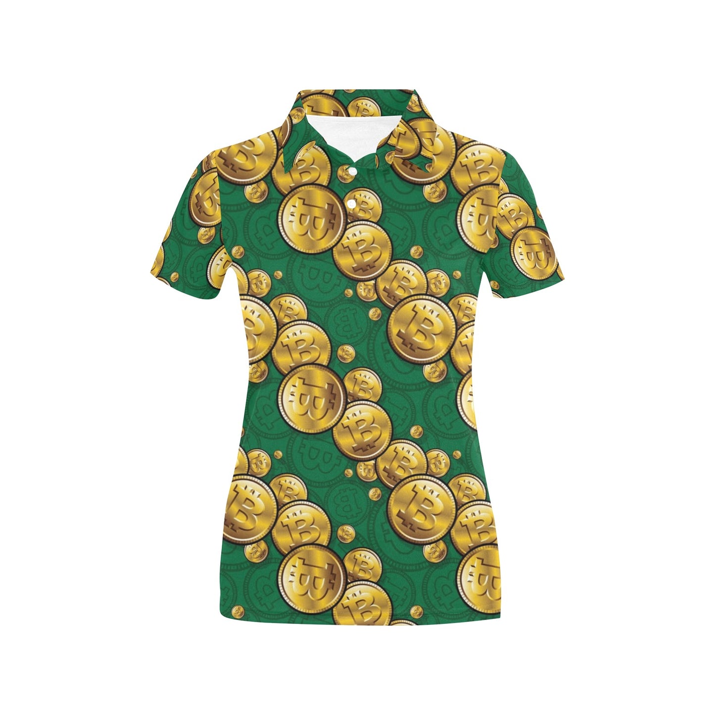 Bitcoin Pattern Print Design DO01 Women's Polo Shirt