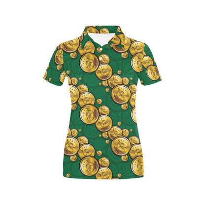 Bitcoin Pattern Print Design DO01 Women's Polo Shirt