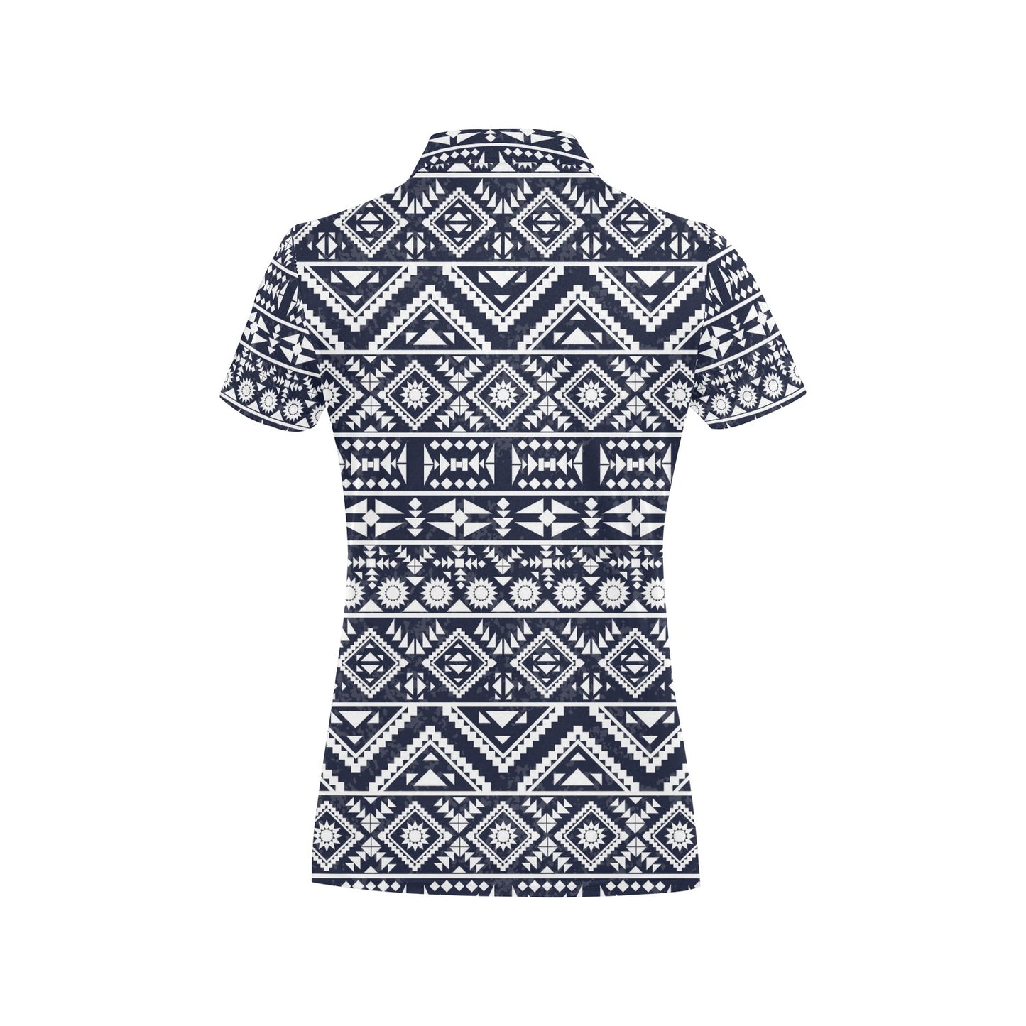Blue White Tribal Aztec Women's Polo Shirt